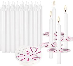 50 Pieces 5-Inch White Unscented Taper Candles with Drip Protectors 50,