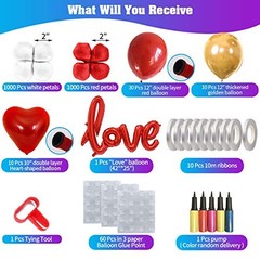 50PCS Love Balloons and Heart Balloons Kit&2000 PCS Silk Rose Petals 42Inch I