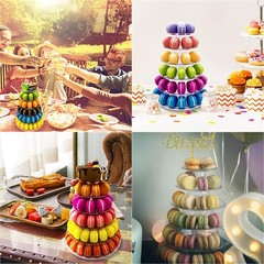 6 Tiers Round Macaron Tower Stand Plastic Transparent Cake Stand Macaron Disp…