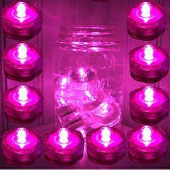 LED SUBMERSIBLE TEA LIGHT Waterproof Floral Decor Wedding centerpiece 10 PINK