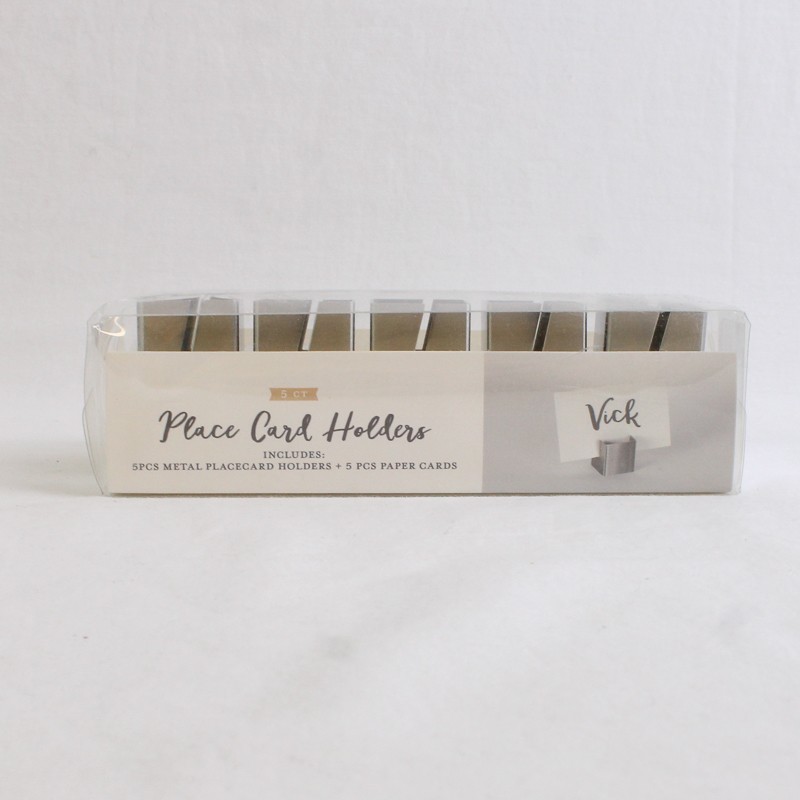 Newclassic Metal Place Card Holders Silver Square 5 Pcs Paper Cards 5 Pcs