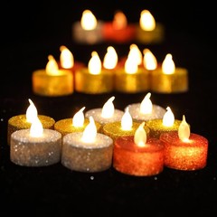 12 pcs 1.5″ tall LED Tealight Glittered Candles Lights Wedding Home Centerpieces