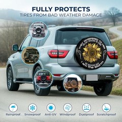 Father’s Day PVC Spare Tire Cover for Size 14 for Diameter 24″-27″ Sunflower