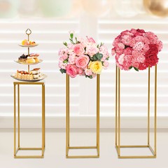 3PCS Golden Metal Stand Wedding Decoration Road Lead Flower Centerpieces Column