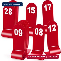 Okllen 1-30 Table Numbers Red, Restaurant Acrylic Order Numbers, Double Sided Ta