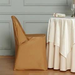 50 Gold Polyester FOLDING Flat CHAIR COVERS Wedding Party Banquet Decorations