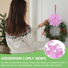 6 Pcs 4 Inch Grosgrain Curly Bows for Gift Wrapping Self-Adhesive Light Purple