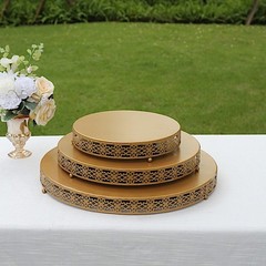 16″ GOLD Metal Fleur De Lis Round Pedestal CAKE STANDS Party Events Decorations