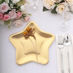 25 MATTE GOLD 9″ Star Shaped Paper Salad Dinner PLATES Party Events Decorations