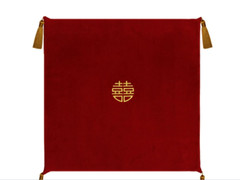 2 Dark Wine Red Double Golden/Silver Happiness kneeling Pad with Tassels/Cushion