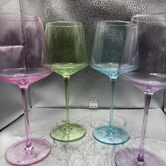 Physkoa Colored Wine Glasses Set 4 16OZ Colorful Wine Glass With Tall Long St…