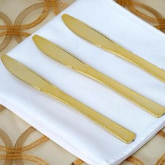Gold Metallic Forks Spoons and Knives sets – Disposable Tableware Silverware