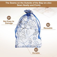 100Pcs Organza Bags 3.1×4.3 Inch Candy Bags Mesh Bag Jewelry Bag Blue-Silver
