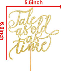 Tale as Old as Time Wedding Cake Topper – Beauty and Beast Cake Toppers (Gold Gl