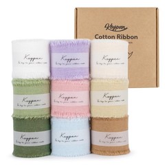 Keypan Cotton Ribbon Mixed Color Set with Frayed Fringe 9 Rolls