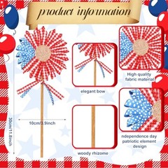 3 Pcs 4th of July Patriotic Flowers Artificial Independence Day Red White Blue