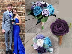 Lavender Blue Bridal Bouquet Purple Sola Wood Bridesmaid Custom Wedding Flowers