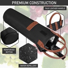 Wine Bag Single Bottle Carrier Tote, Insulated Travel Wine Cooler Bag for Pic…