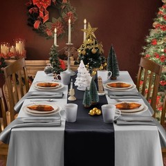 12 Pack Black Satin Table Runners, 12 x 108 Inches Silky Long Table Runner De…