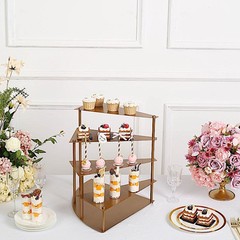 GOLD 17″ Metal 4 Tier Spiral Stairway Cupcake DESSERT STAND Party Decorations