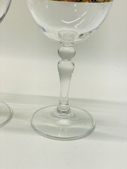 Gold Edged Floral Wedding Anniversary Wine Glasses Set of 2