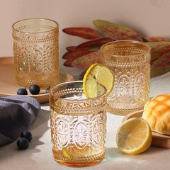Darlion 6 Pack Amber Glassware Set, 10oz Vintage Drinking 9.5oz,