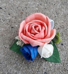 Royal Blue Coral Bridal Bouquet Sola Wood Bridesmaid Flowers Tropical Wedding
