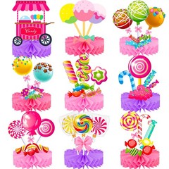 Candyland Party Table Decorations 9pcs 9 Count (Pack of 1), Pink