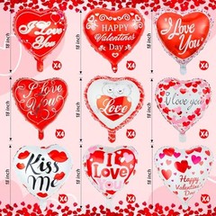 36 Pieces Red Heart Balloons, Happy Valentines Day I Love You Foil Mylar 36 Red