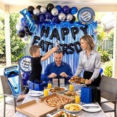 Fathers Day Decorations with Royal Blue Fringe Curtain Foil Balloon Navy…