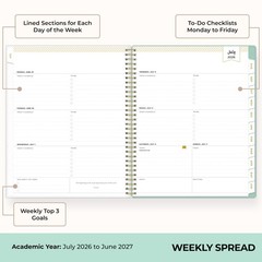 Blue Sky Day Designer 2026-2027 Weekly and Monthly Academic Year Planner Cale…