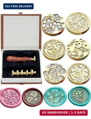 JUPPE 6pcs Flower Wax Seal Stamp Set, Cherry Blossom Rose Bell Orchid Branches T