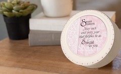 Cottage Garden Sweet Sixteen May Every Year be Special Ivory Rope Trim Petite…