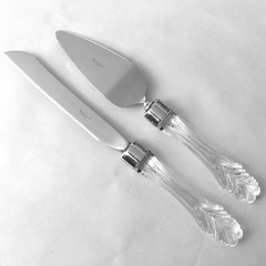 Waterford Wedding Cake Knife and Server Set Crystal Handles Serrated Knife