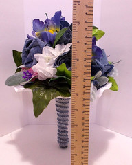 Denim Bridal Bouquet Roses w Spring Flowers & Denim Rose Corsage Country Wedding