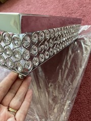 New Cupcake/ Cake Display -Large – Silver Shiny With Beaded Sides – 15.5×15.5×4