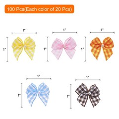 100Pcs Mini Mixed Colors Ribbon Bow with Pearl 1″ Ribbon Flowers Applique