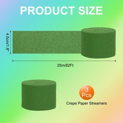 3Roll 1.8″x82FT Crepe Paper Streamers Decorations Moss Green