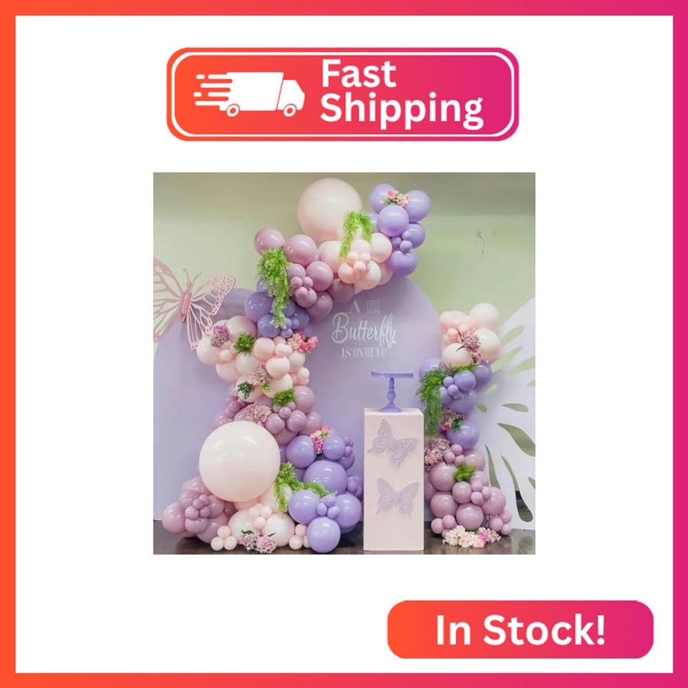 Pink and Purple Balloon Garland Arch Kit 148pcs Pastel Pink Purple Balloons for