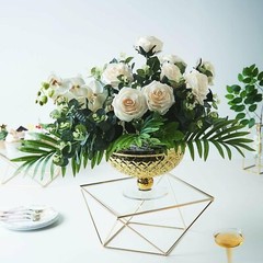 14-Inch Gold Clear Metal Glass Geometric CAKE STAND Party Wedding Decorations