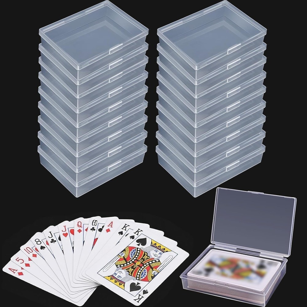 18 Pack Clear Playing Card Cases, 3.7 X 2.7 X 0.9 in Plastic Deck Box with Snap