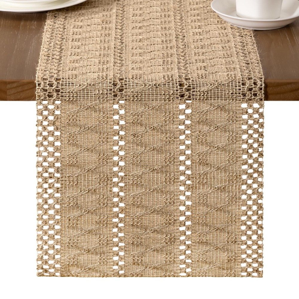 MLMW Boho Table Runner 72 inches Farmhouse Rustic Vintage Home Decor Burlap D…