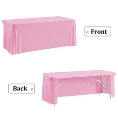 HAORUI Open Back Table Skirts, 4Pack Rectangle Wrinkle Resistant Table Clothe…
