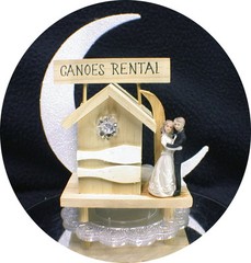 CANOES Boating Camping Fishing Lake beach Cabin Funny bride & Groom top Ornament
