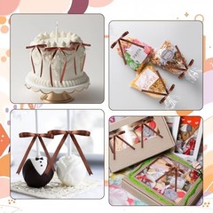 Bows 5 x 7 Inches Twist Tie Ribbon Bows for Cake 24 Pcs Ribbon Bow for Brown