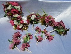 Wedding Bouquet Set, Pink, Dusty Pink, Ivory, Cream, Cascade Bouquets, Teardrop