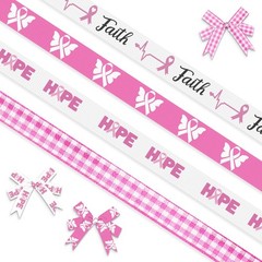 ABTOLS 4 Rolls 20 Yards Breast Cancer Awareness Ribbons, 3/8″ Pink 3/8″, HOPE