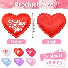 200 Pieces 1.4 Inch “I Love You” Fabric Heart Confetti Table Multicolor