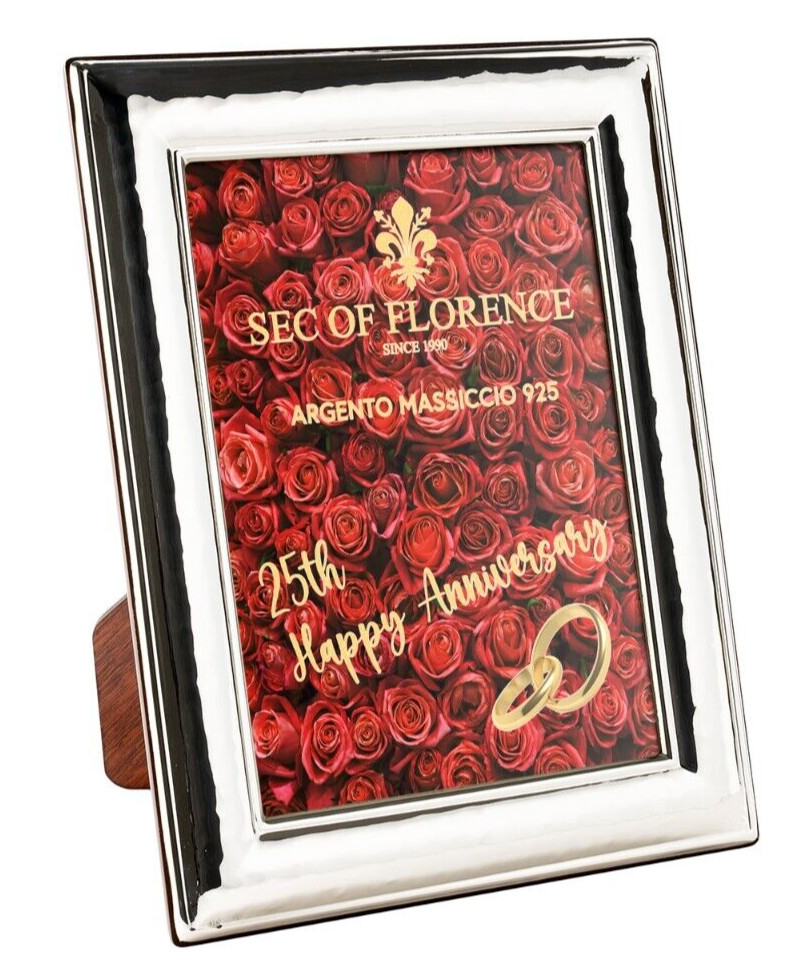 5×3,5″ Solid 925 Sterling Silver Photo Frame 25th Wedding 7200/9×13*H25*RR*USA