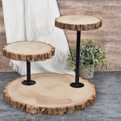 14″ Brown 3 Tier Round Natural Wood DESSERT STAND Wedding Party Events Supplies